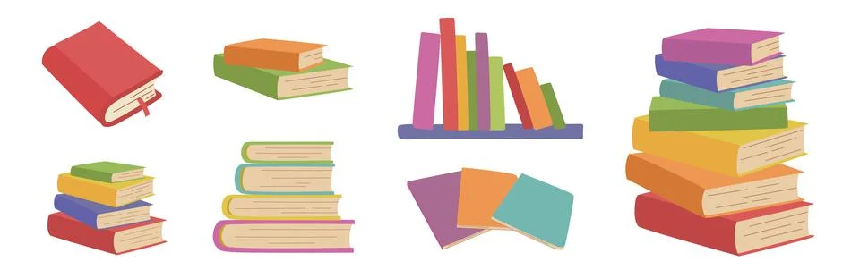 Book bundle. School textbooks set. Vector illustration collection. Books on t Illustrazione stock