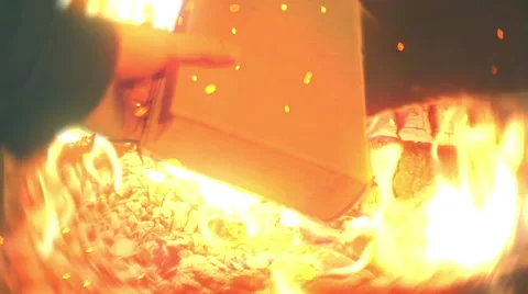 Book burning burn on fire Stock Footage