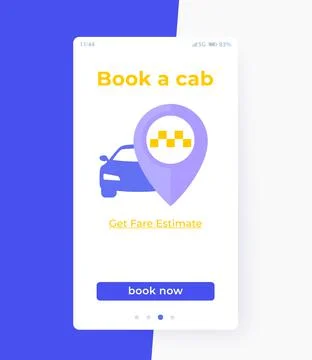 Book a cab app interface, vector ui イラスト素材
