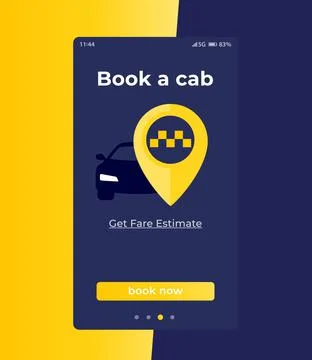 Book a cab app ui, vector Stock Illustration