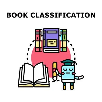 Book character classifying literature for academic studies Stock Illustration