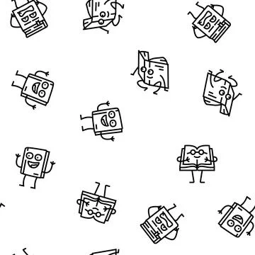 Book character education library vector seamless pattern Stock Illustration