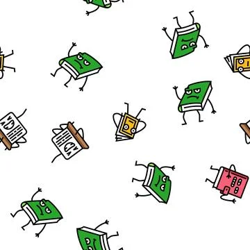 Book character education library vector seamless pattern Stock Illustration