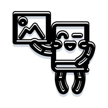 Book character holding image frame illustration Stock Illustration