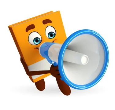 Book character with loudspeaker Stock Illustration