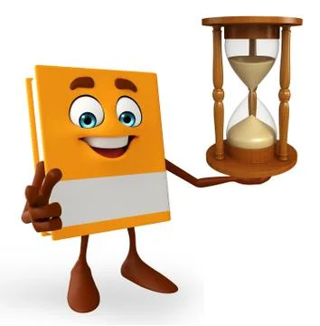 Book character with sand clock Stock Illustration
