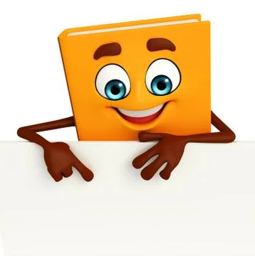 Book character with sign Stock Illustration