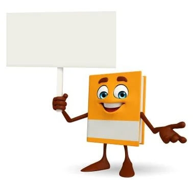 Book character with sign Stock Illustration