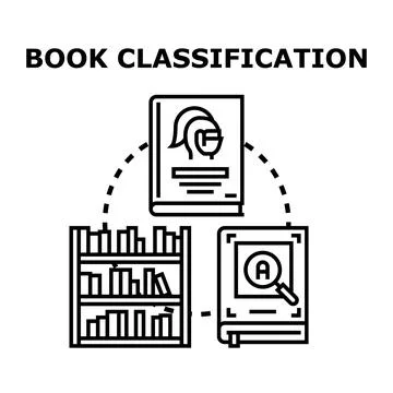 Book classification and library knowledge organization concept Stock Illustration