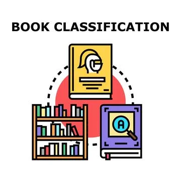 Book classification and library knowledge organization concept Stock Illustration
