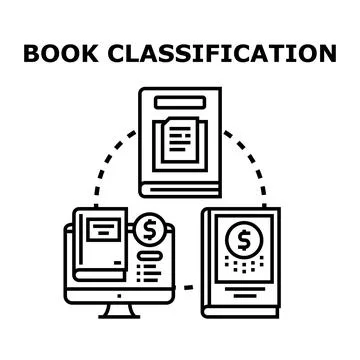 Book classification concept for digital knowledge management Stock Illustration