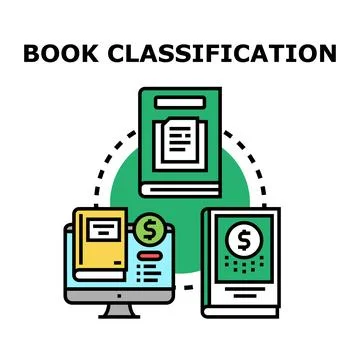 Book classification concept for digital knowledge management Stock Illustration