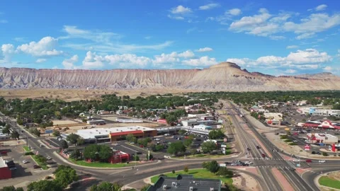 Book Cliffs Mesa Clifton Grand Junction aerial drone street view afternoon 库存影片 344389122