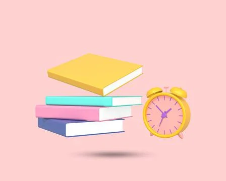 Book with clock in 3D icon. Stockillustratie