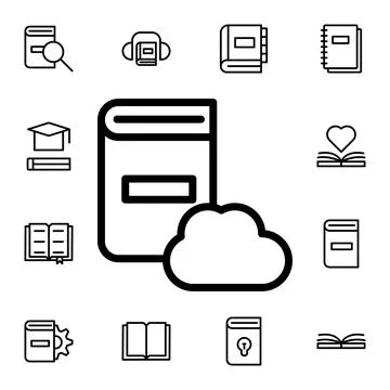 Book, cloud flat vector icon in books pack Stock Illustration