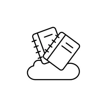 Book cloud library online icon. Simple line, outline vector of e-learning system Stock Illustration