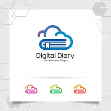 Book cloud logo vector design with concept of colorful cloud and book icon. Stock Illustration