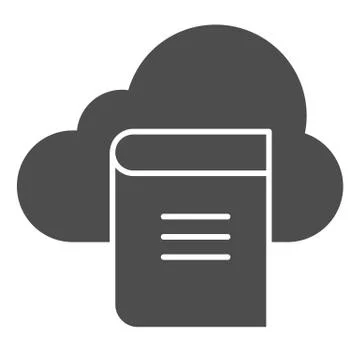 Book in the cloud solid icon. Literature in cloud storage vector illustration 스톡 일러스트