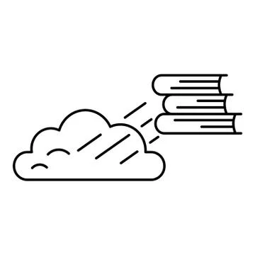 Book cloud transfer icon, outline style イラスト素材