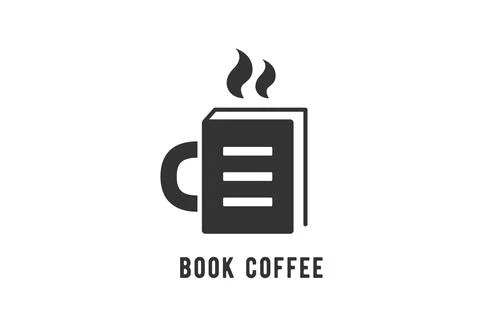 Book coffee logo vector design illustration. Abstract business brand concept Illustrazione stock