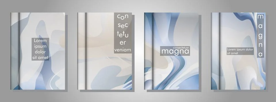 Book collection with abstract liquid patterns as background. suitable for any Stock Illustration