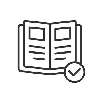 Book complete, icon in line design. Book, complete, finished, checklist, cover Stock Illustration