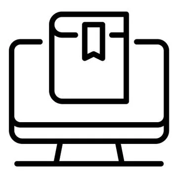 Book in computer icon, outline style Stock Illustration