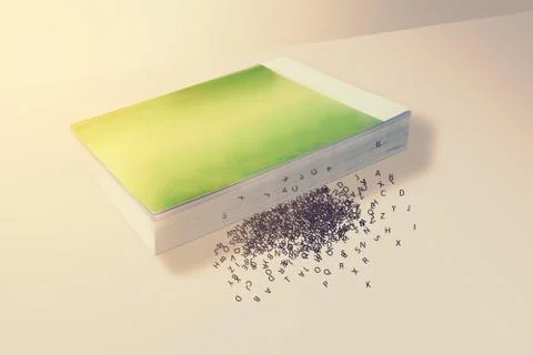 Book concept, with intersperse text on floor, vintage tone. Stock Photos
