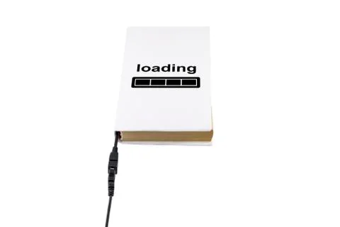 Book connected to USB and loading Stock Photos