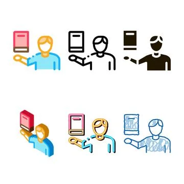 Book consultant icon set vector outline Stock Illustration