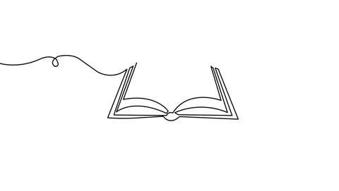 Book continuous one line art animation. Line drawing open book. Stock Footage 310581572