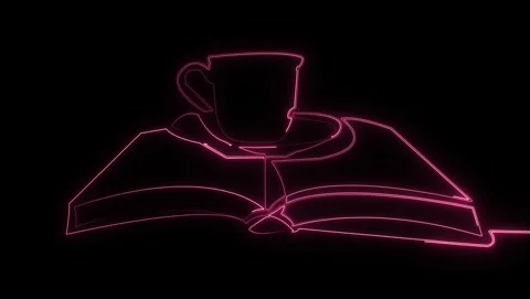 Book continuous one-line art animation. Stock Footage 310581645