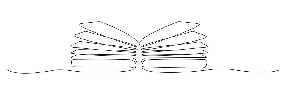 Book continuous one line art. Stock Illustration