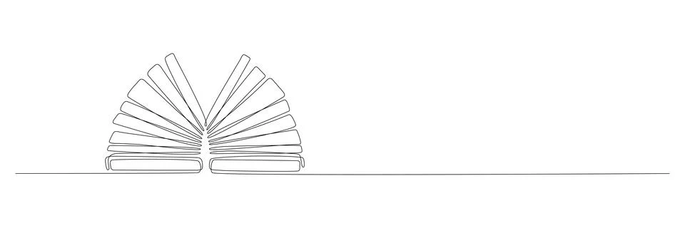 Book continuous one line art. Stock Illustration