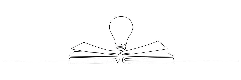Book continuous one line art. Stock Illustration