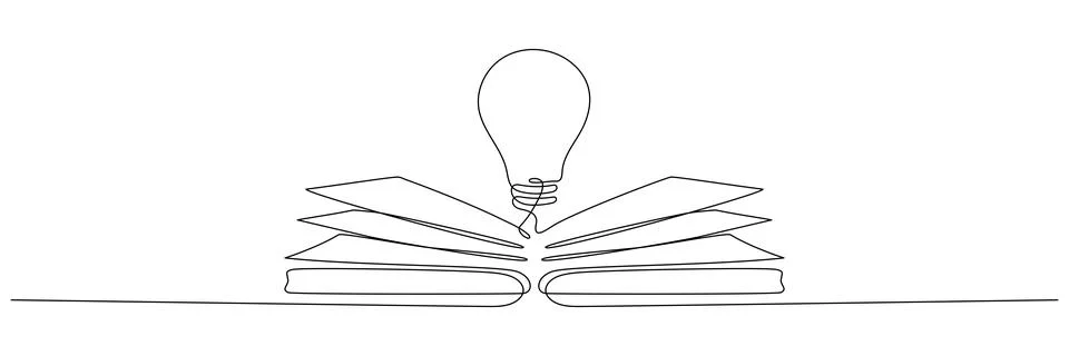 Book continuous one line art. Stock Illustration