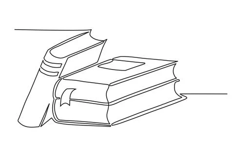 Book Continuous One Line Drawing. Stock Illustration