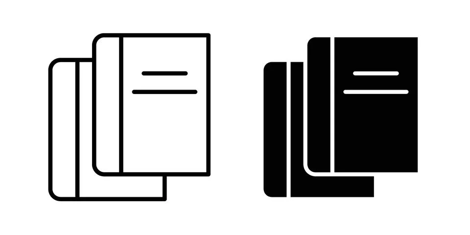 Book copy icon silhouette vector set. thin line pack Stock Illustration