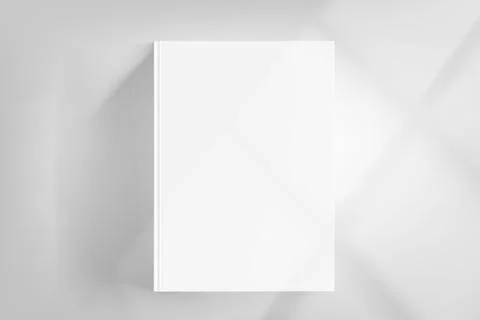 Book cover on bright background with window light. 3d vector mockup Stock Illustration
