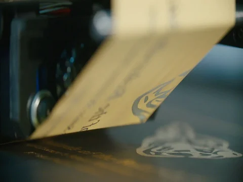 Book Cover Embossing Machine Close Up Ribbon Stock Footage 80208689