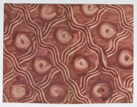 Book cover with overall pattern of red curved lines 18th century Anonymous... Stock Photos