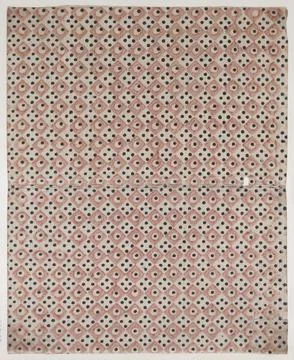 Book cover with overall pattern of red and black squares and dots 19th cent.. Stock Photos
