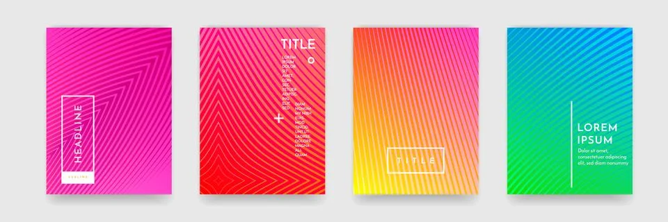 Book cover template wavy abstract pattern texture cover vector set Stock Illustration