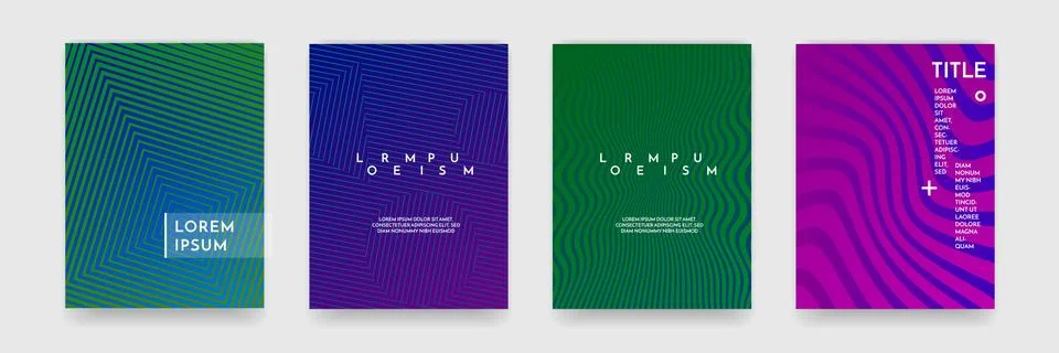 Book cover template wavy abstract pattern texture cover vector set Stock Illustration