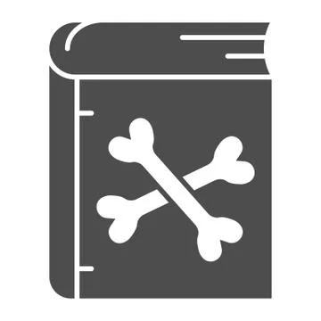 Book with crossed bones solid icon, halloween concept, spell book symbol sign on Stock Illustration