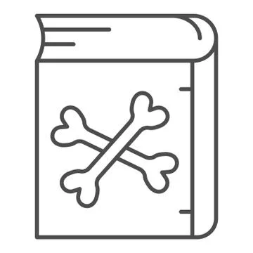 Book with crossed bones thin line icon, halloween concept, spell book symbol Ilustração Stock