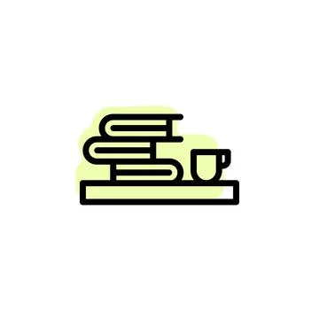 Book, cup, tea with color shadow vector icon in book set Stock Illustration
