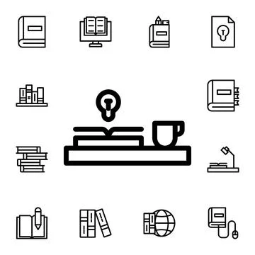 Book, cup, tea, idea flat vector icon in books pack 库存插图