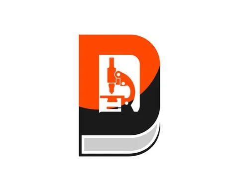 Book with D letter initial and microscope inside Stock Illustration