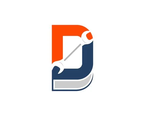 Book with D letter initial and repair wrench inside Stock Illustration